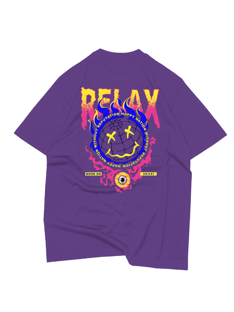 Camiseta Oversize Smile Melting - Roxo
