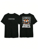 Camiseta Oversize Smile World - Preto