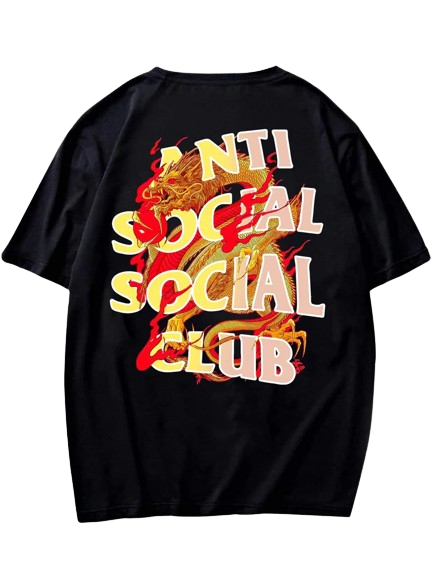 Camiseta Anti Social Club Dragão Dourado - Preto