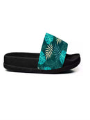 Chinelo Slide Folhas Azul Ultra Leve Conforto