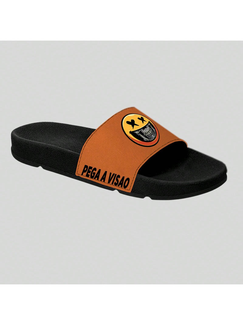 Chinelo Slide Pega A Visão Yellow Skull - Laranja