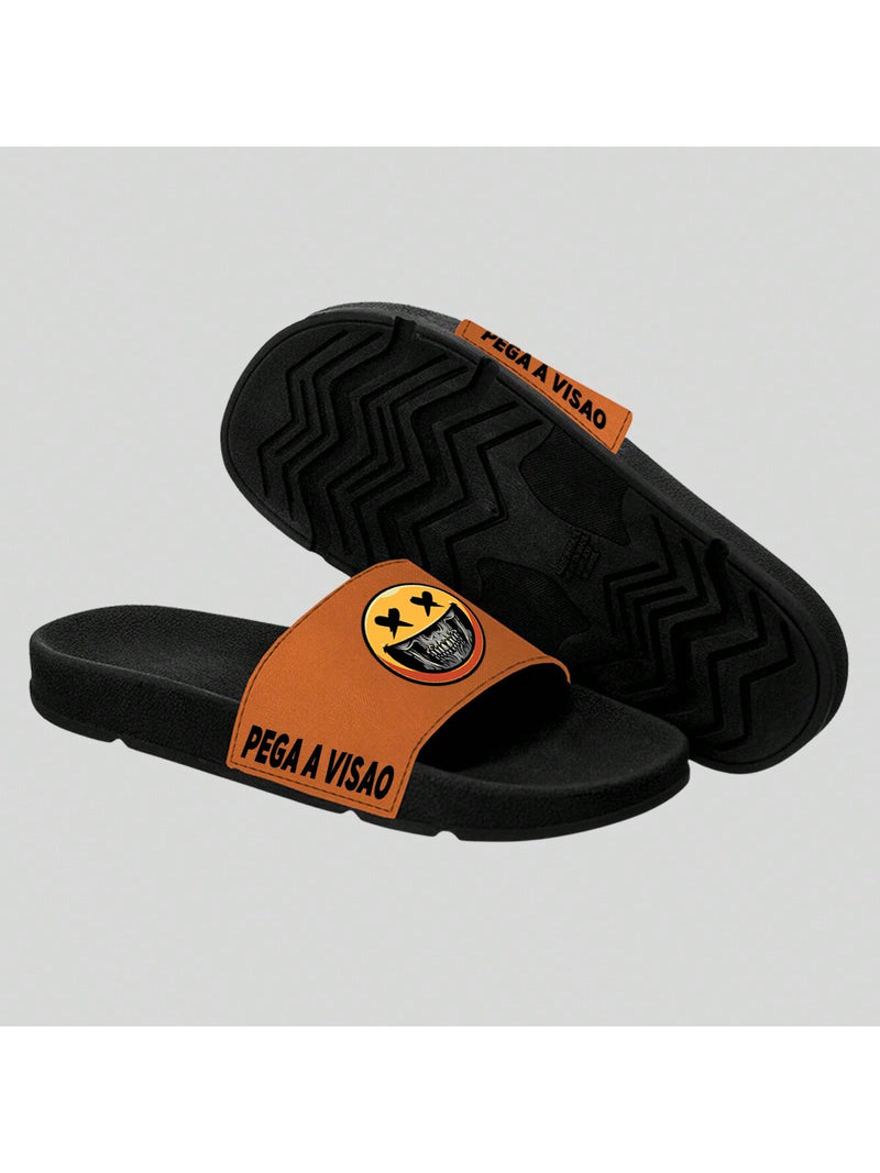 Chinelo Slide Pega A Visão Yellow Skull - Laranja