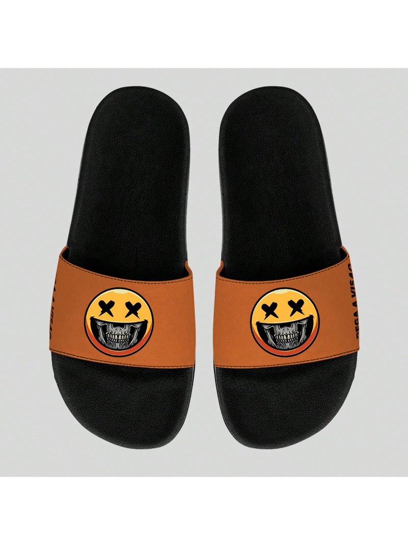 Chinelo Slide Pega A Visão Yellow Skull - Laranja