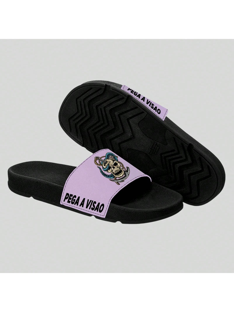 Chinelo Slide Pega A Visão Anchor Skull - Roxo