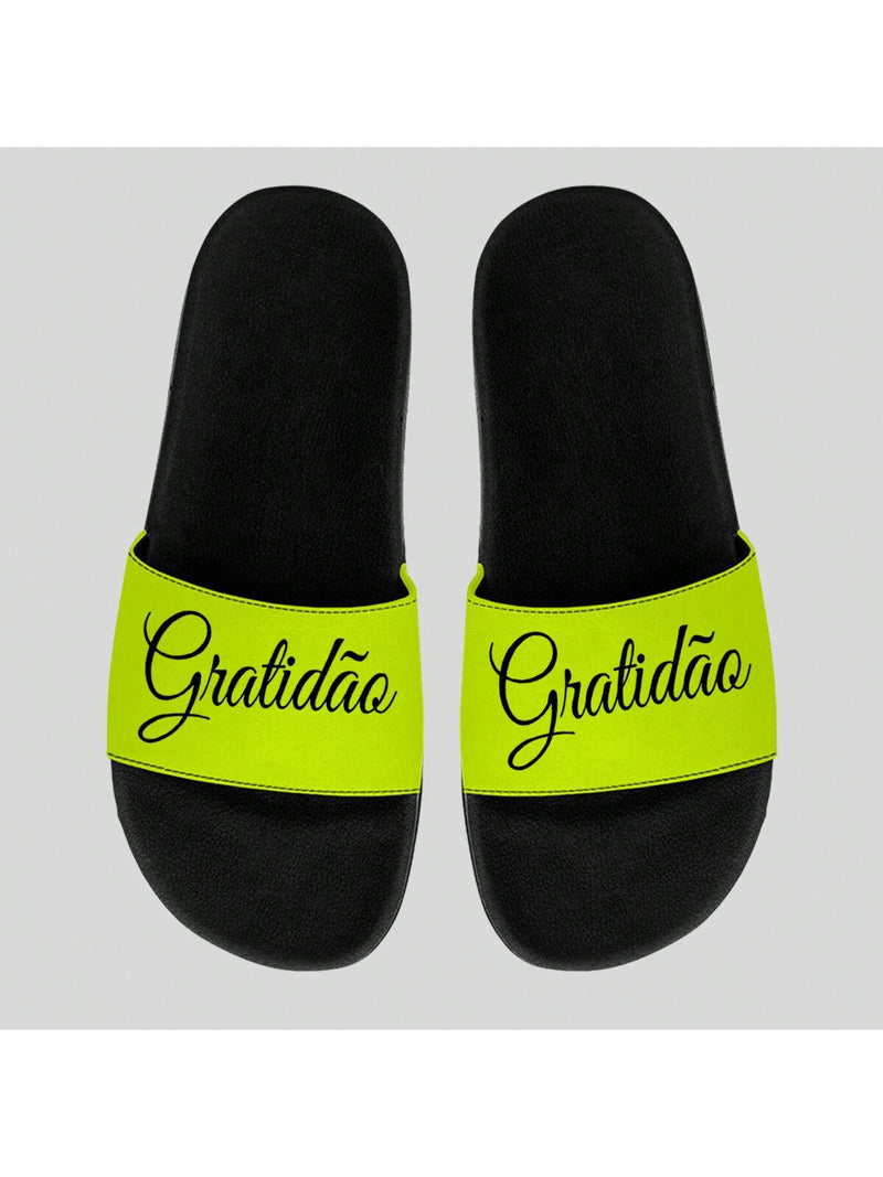 Chinelo Slide Gratidão - Verde Limão
