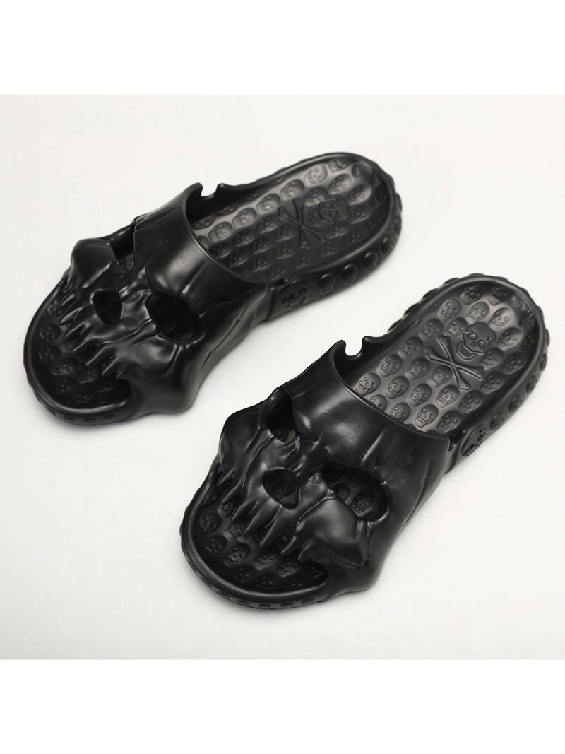 Chinelo Caveira Punk Flip Solado - Preto