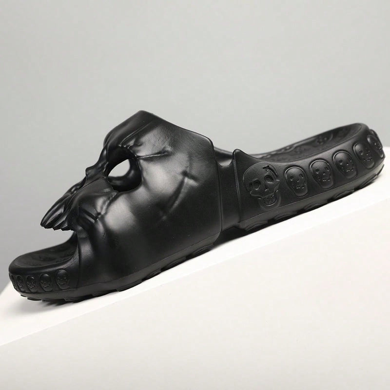 Chinelo Caveira Punk Flip Solado - Preto
