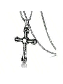 Cólar Corrente Crucifixo Prateado