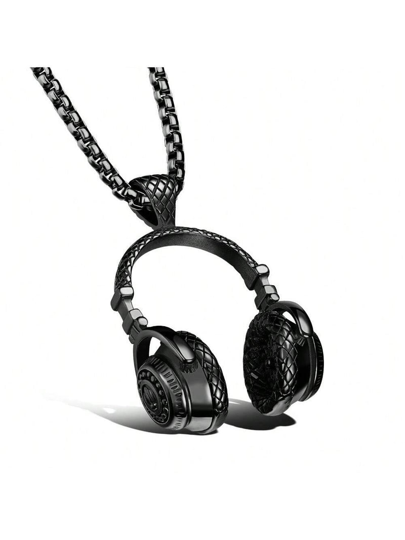 Cólar Pingente Fone de Ouvido Dj - Preto