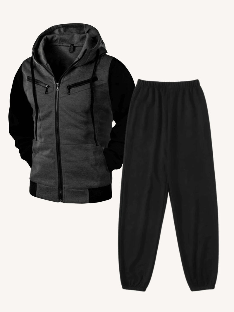 Conjunto DTX Moletom Capuz + Calça Moletom Chumbo