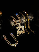 CONJUNTO 3 PEÇAS Hip Hop Cólar Gold + Pulseira Gold + Cólar 23 Gold