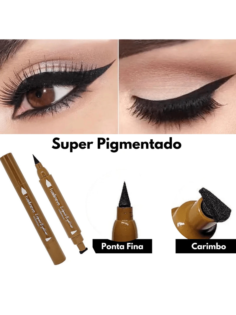 Delineador Caneta Carimbo Gatinho + Mimo Ponta Fina a Prova Dagua 2 em 1