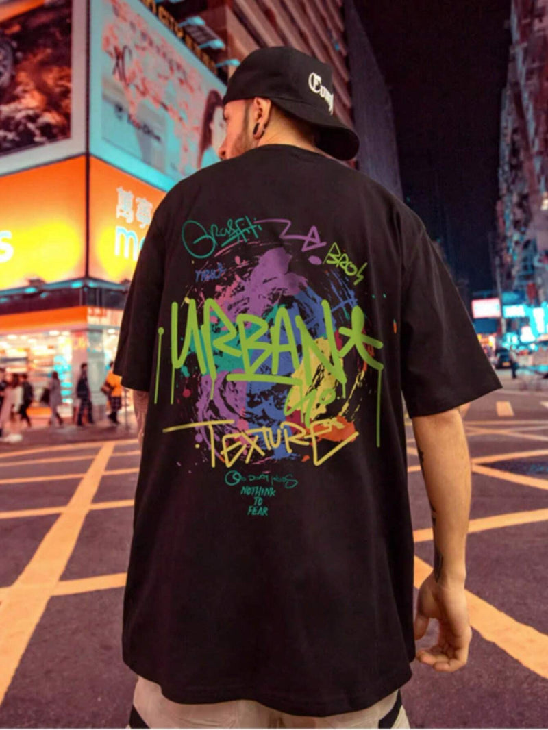 Camiseta Oversize Urban Grafiti  - Preto