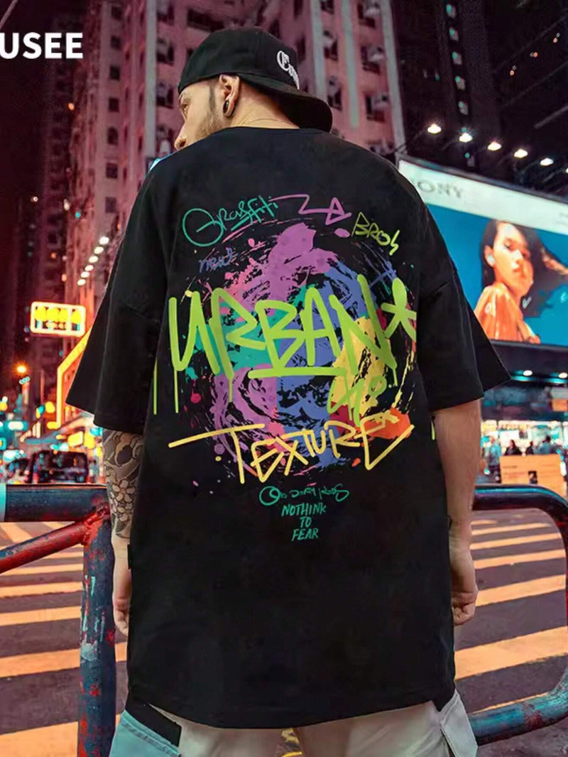 Camiseta Oversize Urban Grafiti  - Preto