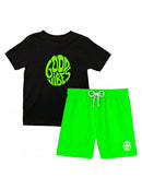 CONJUNTO Streetwear Camiseta + Bermuda Good Vibes - Verde