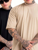 KIT 2x Camiseta Oversized Algodão 30.1 Bege + Preta