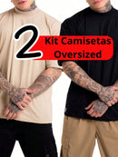 KIT 2x Camiseta Oversized Algodão 30.1 Bege + Preta