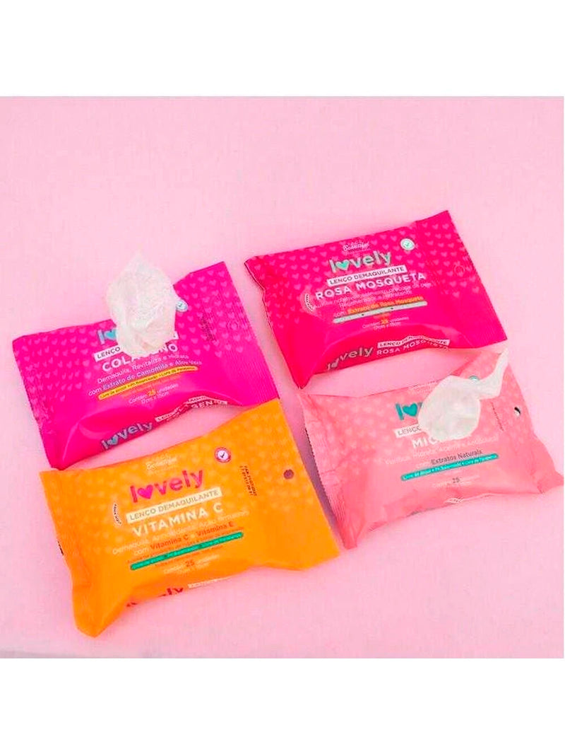 Lenço Demaquilante Umidecido Lovely 25unidades Vitamina C