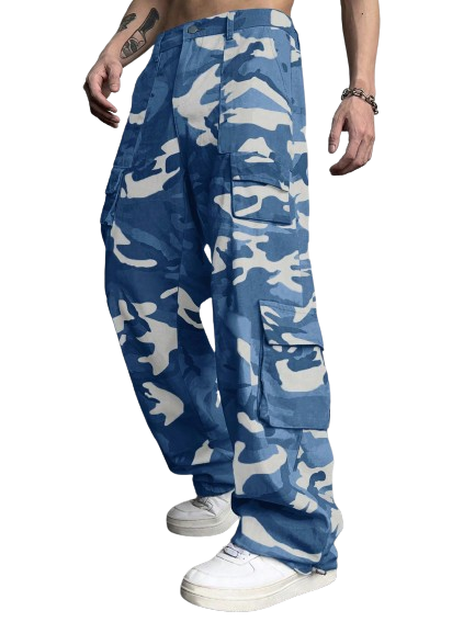Calça Cargo Flip Camuflado Azul