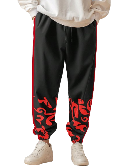 Calça Moletom Petri Geométrico Preto Vermelho