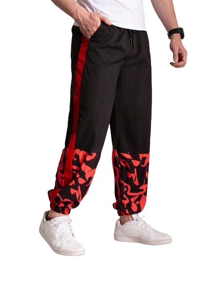 Calça Moletom Petri Geométrico Preto Vermelho