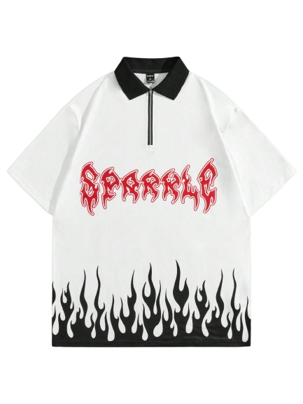Camisa Polo Sparrle Fire Branco Preto