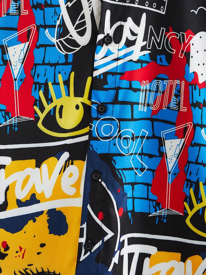 Camisa Botão Trave Graffitti