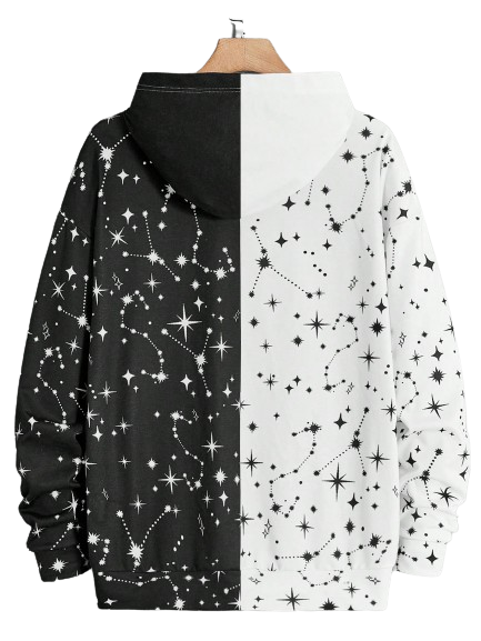 Moletom C/ Capuz Sun & Moon Branco Preto