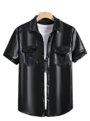 Jaqueta de Couro Homme Preto