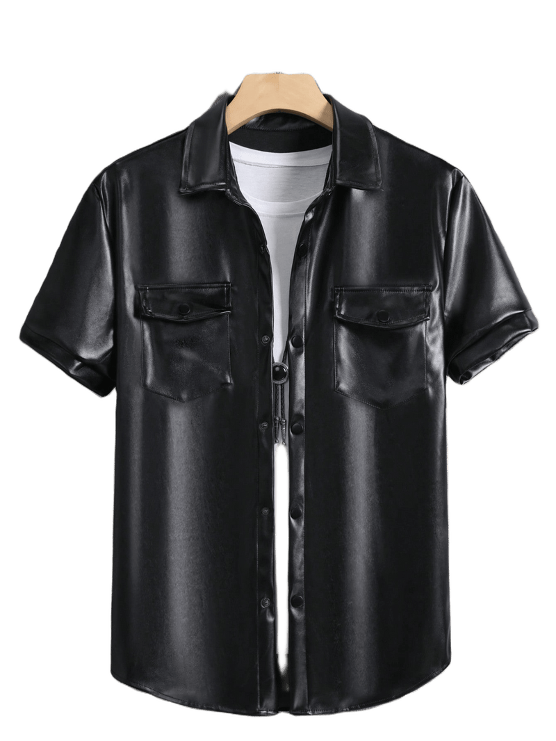 Jaqueta de Couro Homme Preto