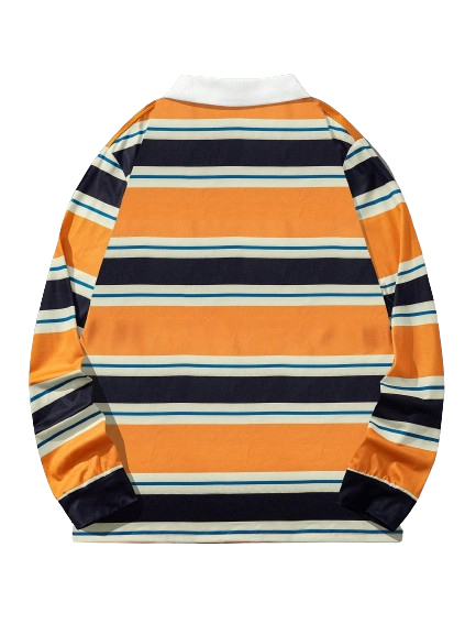 Camisa Polo Manga Longa California 01 Listrado Laranja