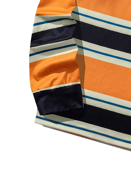 Camisa Polo Manga Longa California 01 Listrado Laranja