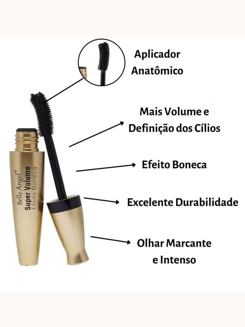 Máscara Para Cílios Super Volume Efeito Boneca Belle Angel