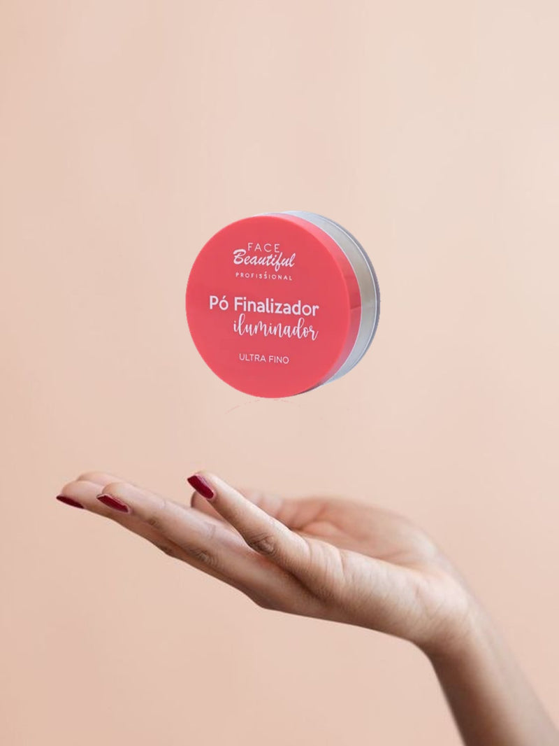Pó Facial Finalizador Iluminador Glow Ultra Fino Maquiagem Pó Solto Peles Médias e Escuras