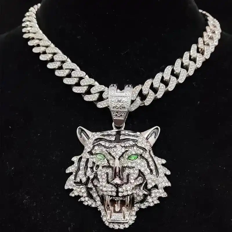 CÓLAR TIGER PEND BECK ICE CUBANO - Dourado;Prateado