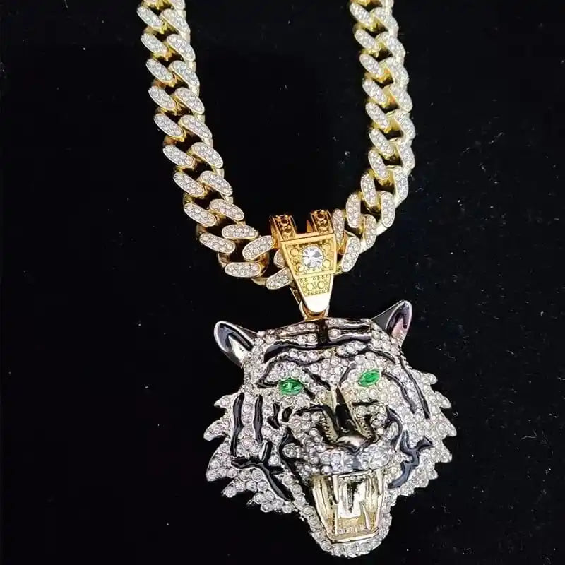 CÓLAR TIGER PEND BECK ICE CUBANO - Dourado;Prateado