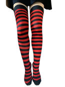 Meias Longas Listradas Vermelho Preto