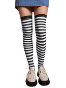 Meias Longas Listradas Preto Branco
