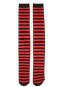 Meias Longas Listradas Vermelho Preto