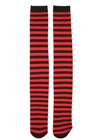 Meias Longas Listradas Vermelho Preto