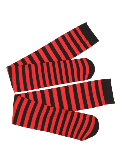 Meias Longas Listradas Vermelho Preto