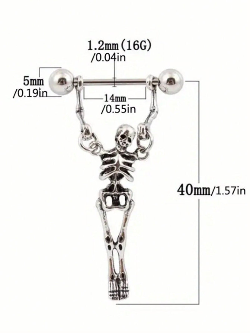 Piercing Gótico Crânio Aço Inoxidável Brinco