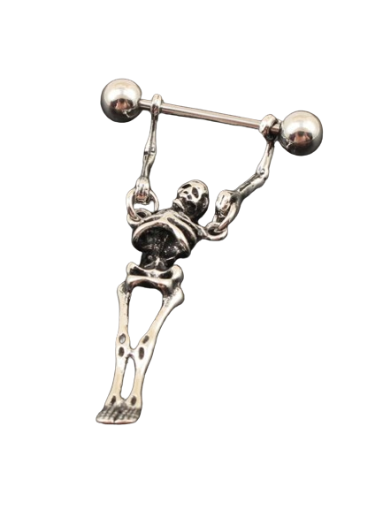 Piercing Gótico Crânio Aço Inoxidável Brinco