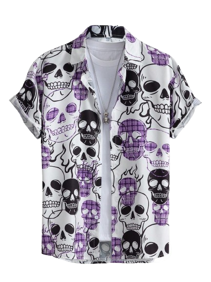 Camisa Botão Romwe Caveira Punk