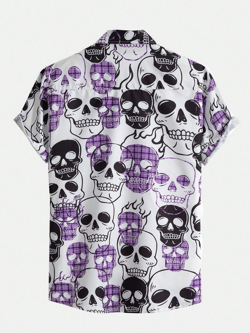 Camisa Botão Romwe Caveira Punk