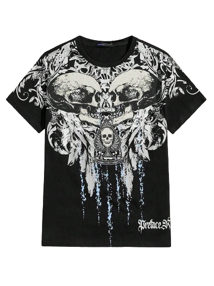 Camiseta Romwe Caveira Grunge Punk
