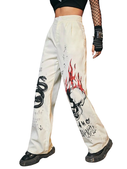 Calça Romwe Snake Skull Punk