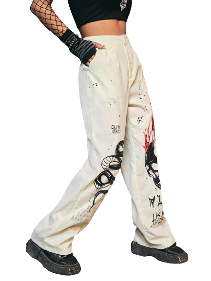Calça Romwe Snake Skull Punk