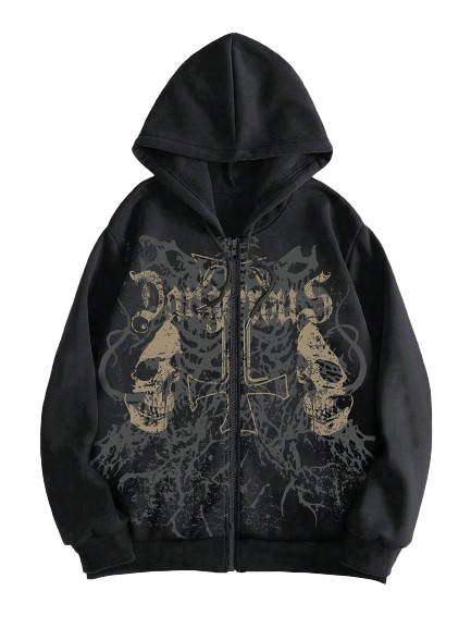 Moletom C/ Capuz Caveiras Grunge Punk
