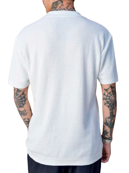 Camisa Polo Tricot Casual Over Branco